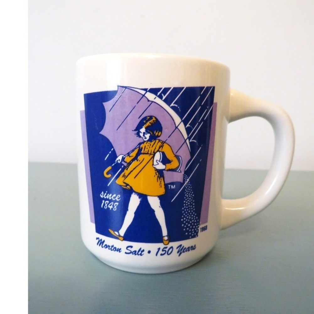 Morton Salt Umbrella Girl Coffee Mug Bryan China Advertising Since‎ 1848